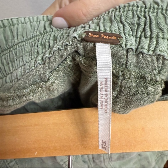Free People Big Hit Slouch Pants Green Linen Blend Size Medium - Picture 4 of 6